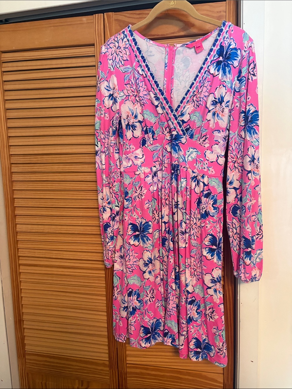 Lilly Pulitzer Pink Floral Wrap-Style Long Sleeve Dress